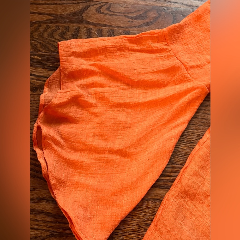 Orange Relaxed Ruched Blouse - Picture 4 of 5